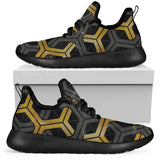 Golden & Grey Hexagon Geometric Mesh Knit Sneakers