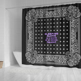 Paisley Design & Bandana Style "Sleeping Alone" - Luxury Black Shower Curtain
