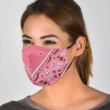 Pink and White Bandana Style Protection Face Mask