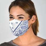 Luxury White and Blue Paisley Style Bandana Design Protection Face Mask