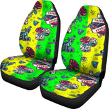 Neon Yellow & Neon Green Tattoo Studio Art Design Car Seat Covers