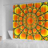 Neon Orange Sun Shower Curtain