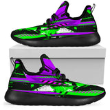 Racing Style Neon Green & Violet Mesh Knit Sneakers