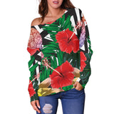 Summer Pineapple Love Women's Off Shoulder Sweater