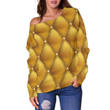 Exclusive Golden Pattern Women's Off Shoulder Sweater