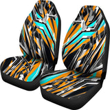 Racing Army Style Wild Orange & Colorful Stripes Vibes Car Seat Covers