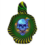 Psychedelic green & yellow design with mushroom and crazy skull two Hoodie