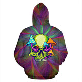 Colorful Psychedelic Design Skull with Mushrooms Two Hoodie