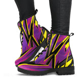 Racing Style Pink & Yellow Unisex Leather Boots