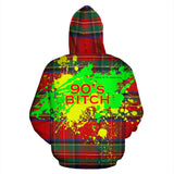 90's Bitch. Luxury Abstract Neon Vibe Design With Classic Tartan Style All Over Hoodie