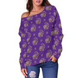 Lucky Purple Elephant Women's Off Shoulder Sweater