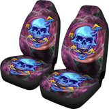 Rave Psychedelic Design With Dark Blue Skull & Mushrooms Car Seat Cover