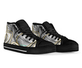 Luxury Marble Grey Design With Gold Stripes High Top Shoe