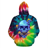 Rave Tie Dye design with mushroom and crazy skull Two Hoodie