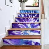 Luxury Violet Color Tie Dye Design Stair Stickers ( Set of 6 )