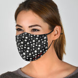 Silver Stars Design in Black Protection Face Mask