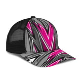 Racing Style Gray & Pink Design Art Mesh Back Cap