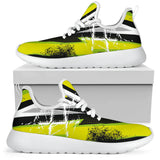 Racing Style Yellow & White Mesh Knit Sneakers