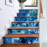 Luxury Bubble Deep Ocean Blue Design Art Stair Stickers (Set of 6)