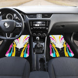 Racing Style White & Yellow Colorful Vibes Front Car Mats