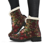 Floral Dark Chintz Faux Fur Leather Boots