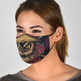 Japanese Ninja Style Owl & Roses Protection Face Mask