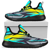 Racing Style Ocean Blue & Yellow & Grey Colorful Vibe Mesh Knit Sneakers