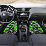 Racing Style Neon Green & Grey Stripes Vibes Front Car Mats