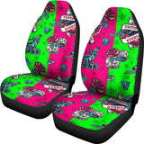 Neon Pink & Neon Green Tattoo Studio Art Design Car Seat Covers