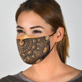 Golden Luxurious Mandala Design Three Protection Face Mask