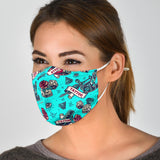 Tattoo Studio Design in Lovely Ocean Blue Vibes Protection Face Mask