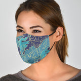 Ornamental Spirit Blue Design Japan Art Wave Protection Face Mask