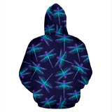 Lovely Neon Blue Dragonfly All Over Hoodie