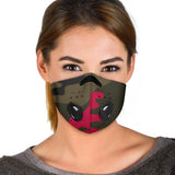 Dark Green & Red Colorful Army - Camouflage Design Premium Protection Face Mask