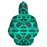 Turquoise African Rain All Over Hoodie