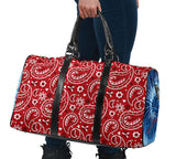 Luxury Blue Tie Dye X Red Paisley Design Travel Bag