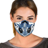 Luxurious Paisley Ornamental Design White & Blue Premium Protection Face Mask