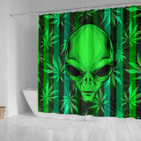 Alien Head In the Bathroom - Perfect Home Decor for Cannabis Lover - Shower Curtain