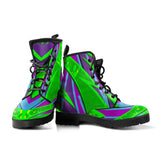 Racing Style Neon Green & Purple Vibes Leather Boots