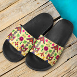 Geometric Floral Spring-Vanilla Slide Sandals