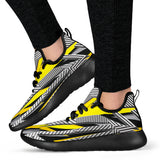 Racing Stripes Style Grey & Yellow Vibes Mesh Knit Sneakers