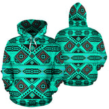 Turquoise African Rain All Over Hoodie