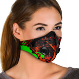 Luxury Racing Style Black & Neon Green Design Art Premium Protection Face Mask