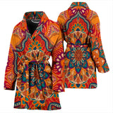 Luxury Colorful Orange Mandala Art Design Women's Bath Robe
