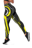 Racing Abstract Art Style Black & Yellow Vibes Women's Leggings