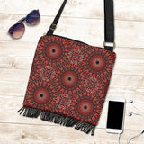 Red Spiritual Mandala Crossbody Boho Handbag