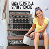 Luxurious Home Decor Black Bandana Style Stair Stickers (Set of 6)