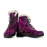 Purple Hypnotic Geometry Faux Fur Leather Boots
