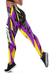 Racing Style Colorful Violet & Yellow Vibe Women's Leggings