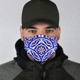 White & Blue Traditional Mandala Design Two Protection Face Mask